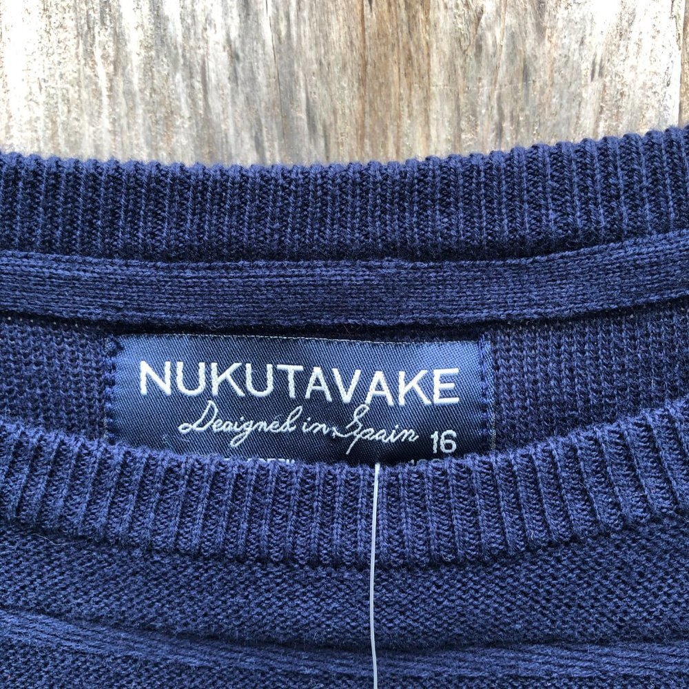 Nukutavake Cotton Navy White Striped Long Sleeve Sweater NWT - Picture 3 of 9